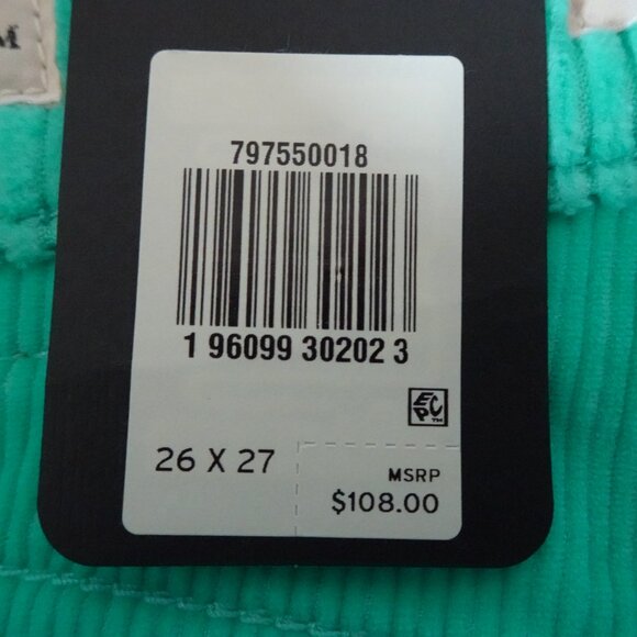 Levi's Ribcage Straight Ankle Pants Size 26x27 Green Corduroy Cotton High Rise - Picture 10 of 12